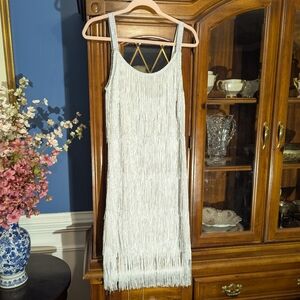 Silver Fringe Sleeveless Dress